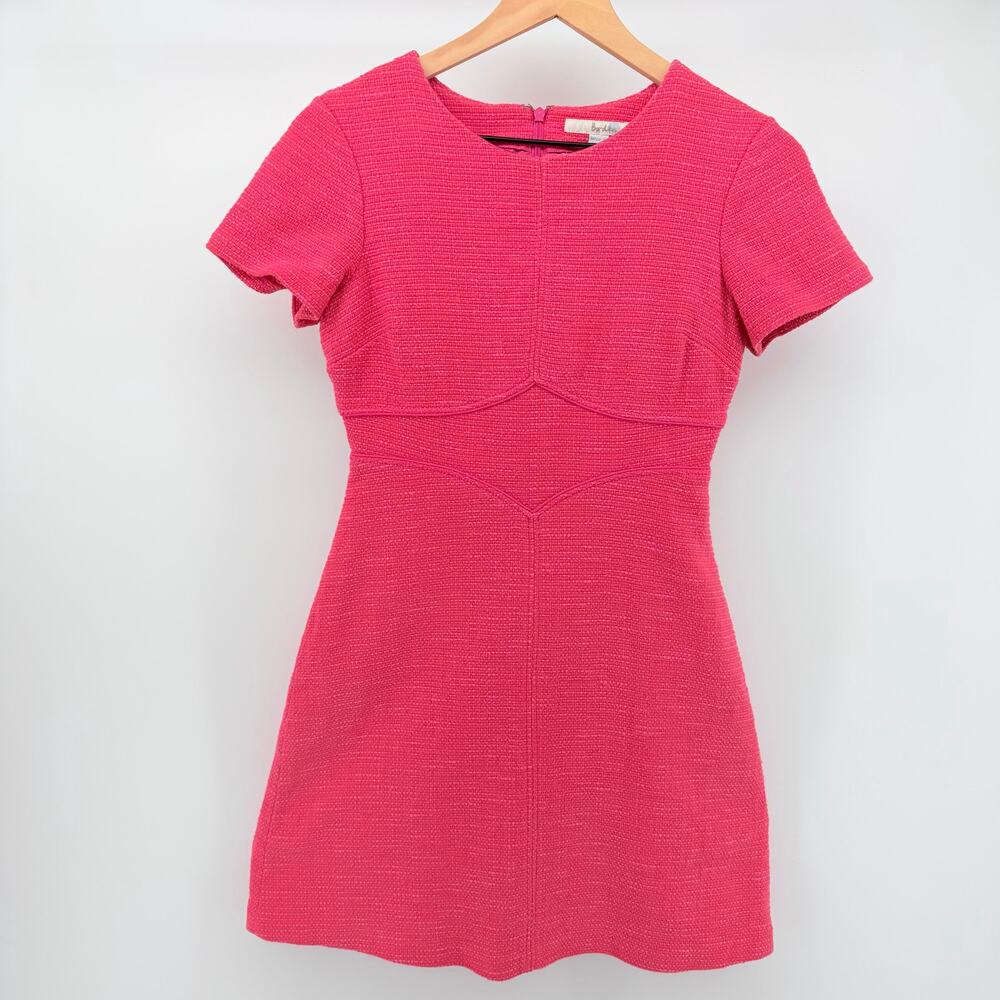 Boden Pink Textured Tweed Short Sleeve Sheath Dress 4P Preppy Quiet Luxury
